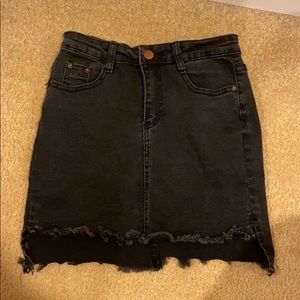 Black denim jegging mini skirt